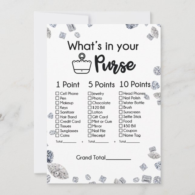 Was ist in deinem Purse-Brautparty-Spiel? Einladung (Vorderseite)