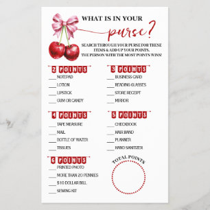 Was ist in deinem Purse Cherry Baby Shower Game? Flyer