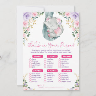 Was ist in deinem Purse Elephant Baby Shower Game? Einladung