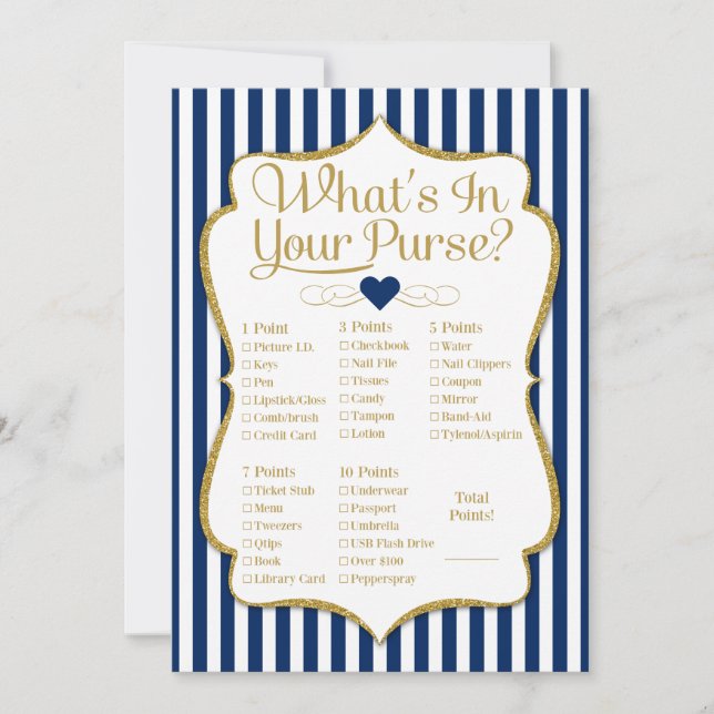 Was ist in deinem Purse Game Navy Blue Gold Dusche (Vorderseite)
