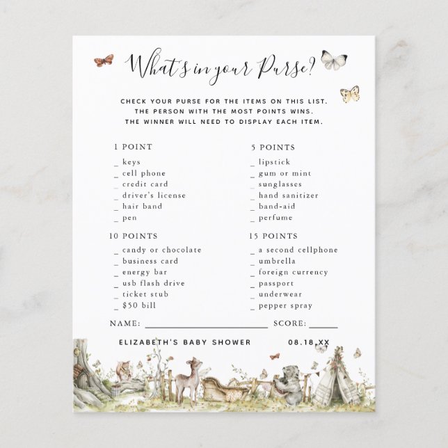 Was ist in deiner Geldbörse? | Baby Showspiel (Vorderseite)