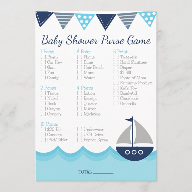 Was ist in deiner Geldbörse? - Sailor Baby Shower  Programm (Vorderseite)