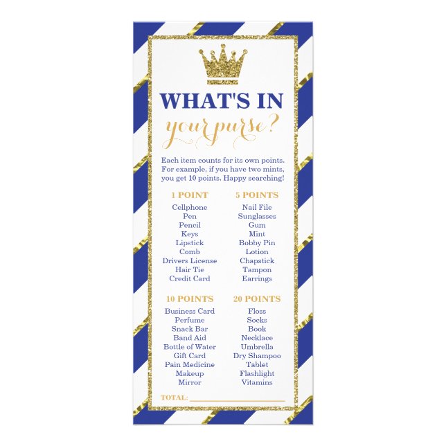 Was ist in deiner Hand? Baby Shower Game, Prince Werbekarte (Vorne)