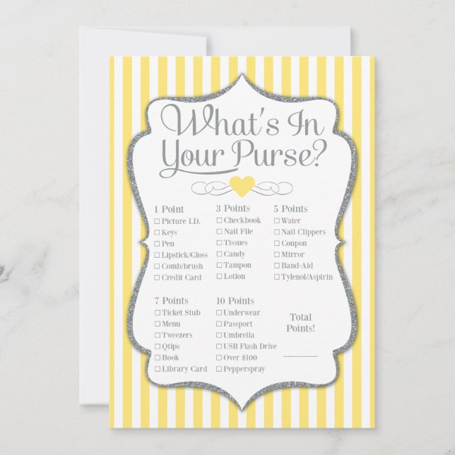 Was ist in deiner Purse Game Yellow Gray Dusche? (Vorderseite)