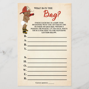 Was ist in den Bag OM Firefighter Baby Shower Game Flyer