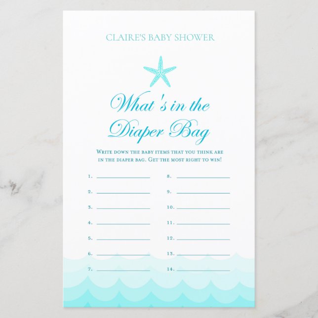 Was ist in der Windelbeutel - Baby Shower Game (Vorderseite)