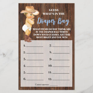 Was ist in der Windelbeutel Cowboy Baby Shower Gam Flyer