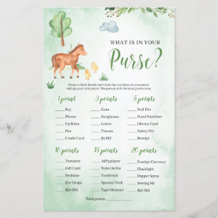 Was ist in Ihrem Geldbeutel Baby Shower Spiel Farm