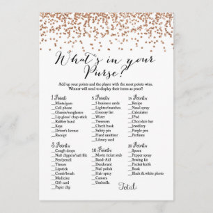 Was ist in Ihrem Geldbeutel Rose Brautparty Game 1 Einladung