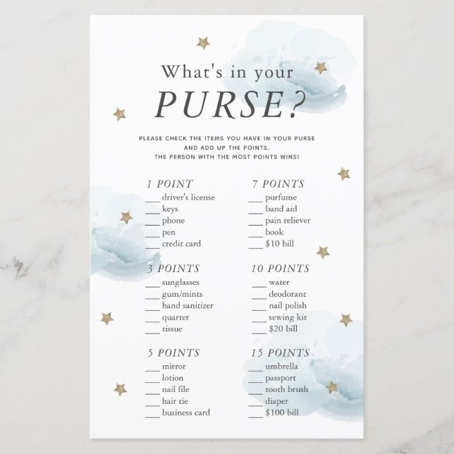 Was ist in Ihrem Purse Star Blue Baby Duschspiel? (Vorderseite)