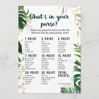 Was ist in Ihrer Handtasche Safari Baby Shower Gam Einladung