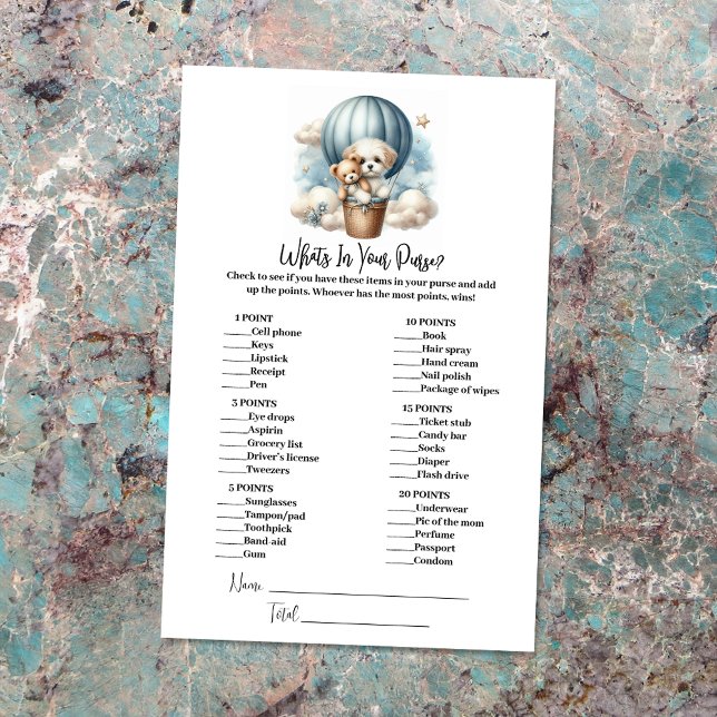 Was ist in Ihrer Purse Baby Shower Game Card Briefpapier (Von Creator hochgeladen)