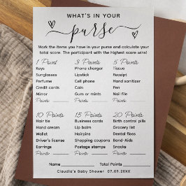 Was ist in Ihrer Purse Baby Shower Game Card Einladung