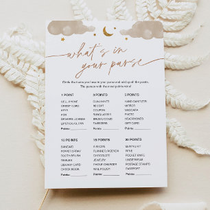 Was ist in Ihrer Purse Baby Shower Game Twinkle St Einladung