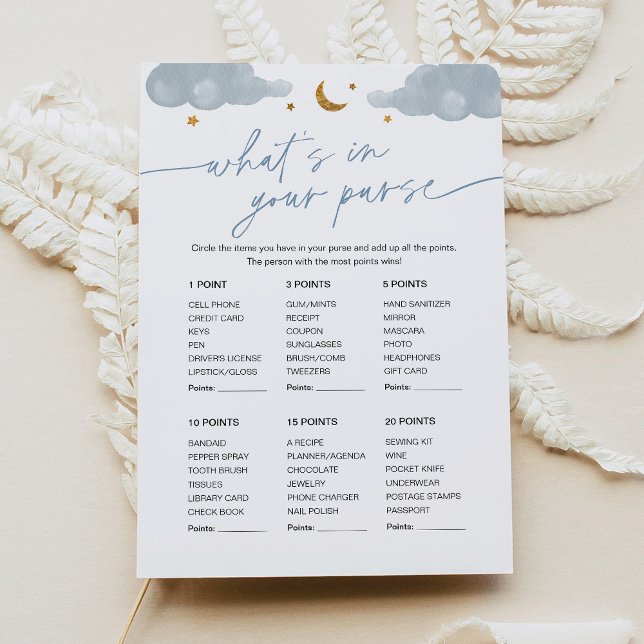 Was ist in Ihrer Purse Baby Shower Game Twinkle St Einladung (Von Creator hochgeladen)