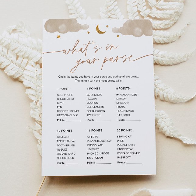 Was ist in Ihrer Purse Baby Shower Game Twinkle St Einladung (Von Creator hochgeladen)