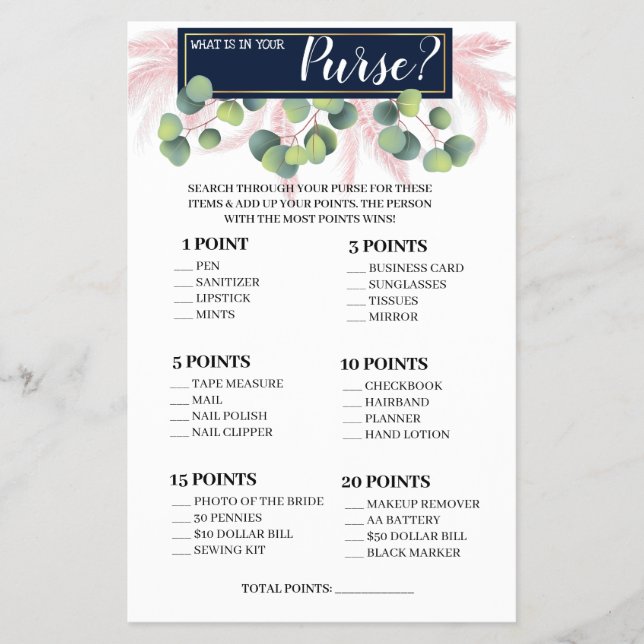 Was ist in Ihrer Purse Pampas Grass Game Card? Flyer (Vorne)