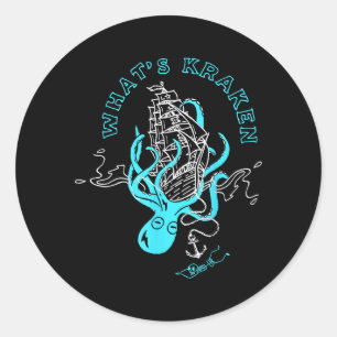 Was ist Kraken Lustiger Oktopus-Seemonster-Grafik Runder Aufkleber