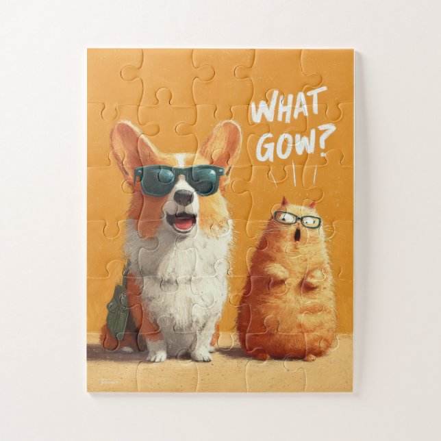 Was ist los? Corgi & Hamster Puzzle (Vertikal)