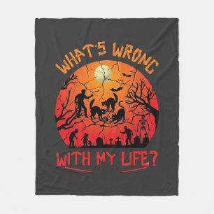 Was ist los Leben Halloween Schwarze Katzen Zombie Fleecedecke