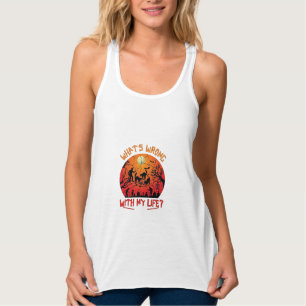 Was ist los Leben Halloween Schwarze Katzen Zombie Tank Top