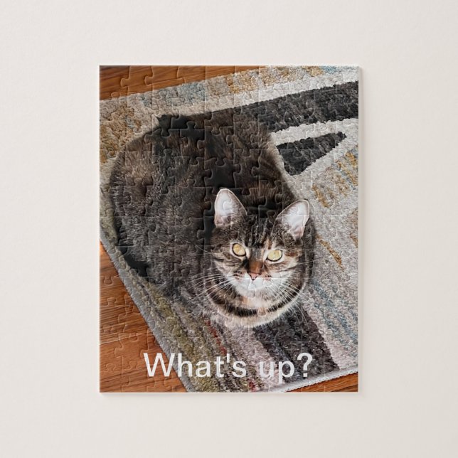 Was ist los, Niedlich Cat on Geometric Rug, Puzzle (Vertikal)