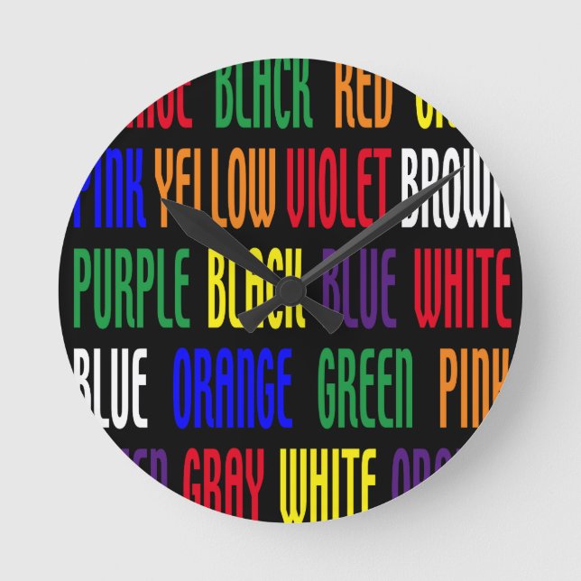 Was ist meine Farbe? Runde Wanduhr (Vorderseite)