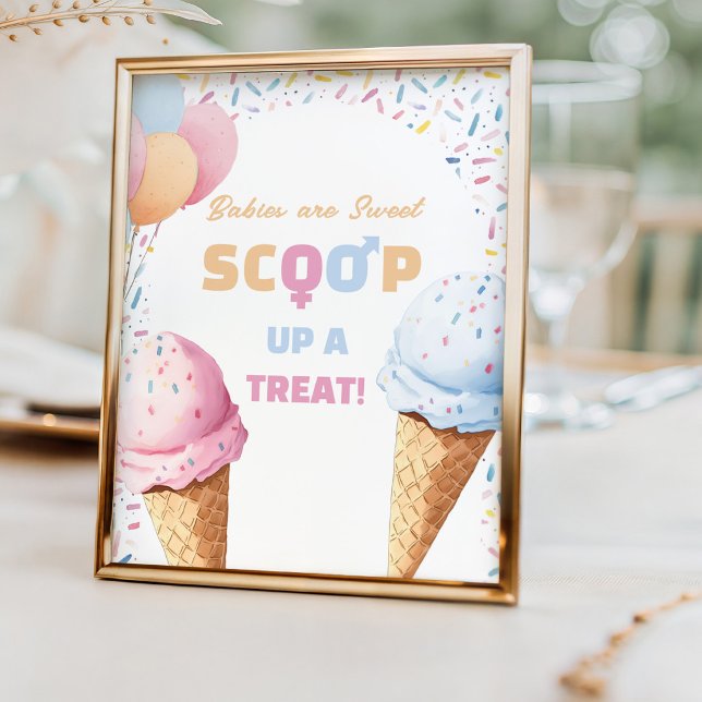 Was ist mit dem Eis-Geschlechtsenthüllungs-Dessert Poster (Ice Cream table sign perfect for sweet treats favor table, sundae station and dessert tables.)