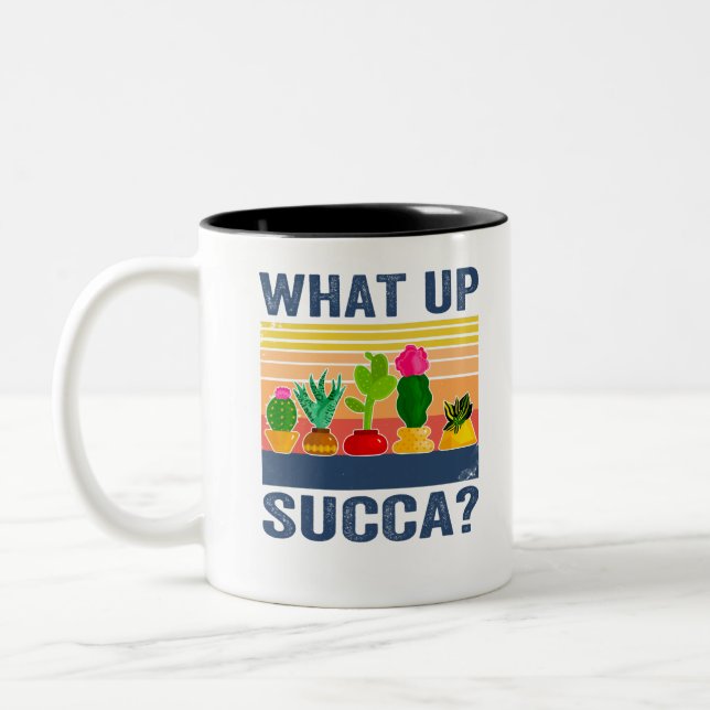 Was ist mit Erfolg? Funny Succulent Cactus Zweifarbige Tasse (Links)