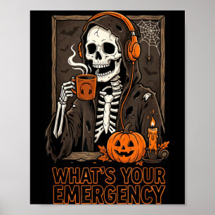 Was ist Notfall-Halloween-Skelett-911-Dispatcher Poster