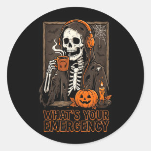 Was ist Notfall Halloween Skelett 911 Dispatcher Runder Aufkleber