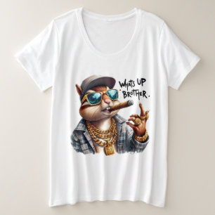 was ist oben Bruder Eichhörnchen Rauchen Zigar Große Größe T-Shirt