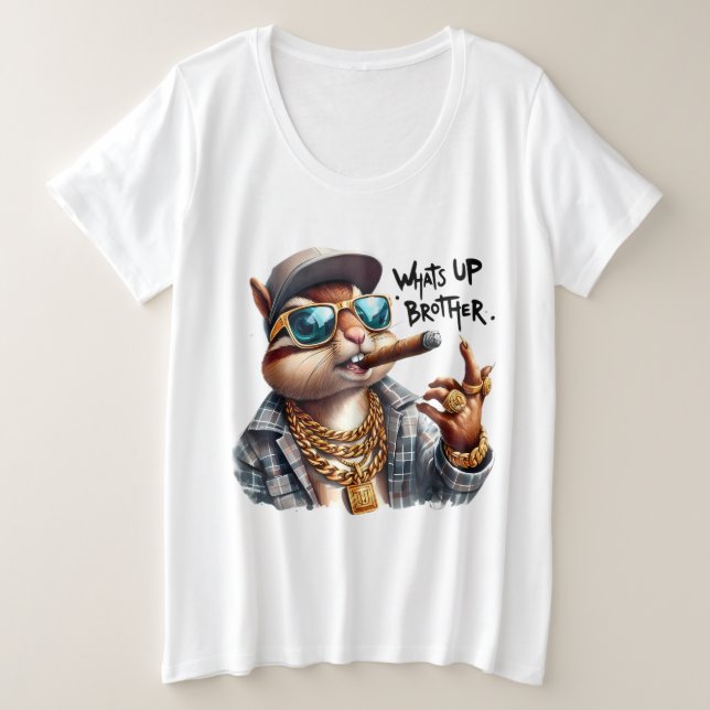 was ist oben Bruder Eichhörnchen Rauchen Zigar Große Größe T-Shirt (Design vorne)