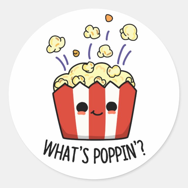Was ist Poppin Funny Popcorn Pun? Runder Aufkleber (Vorderseite)