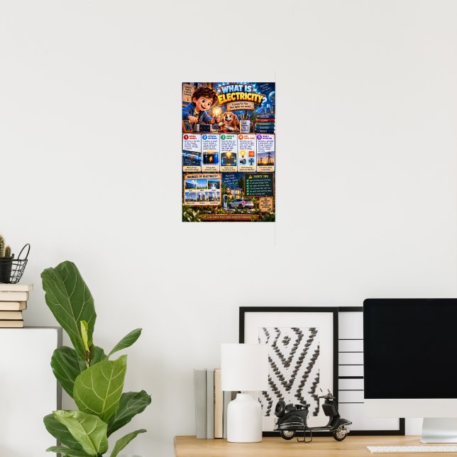 Was ist Strom Infografik Poster (Heimbüro)