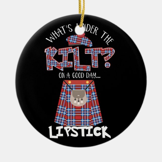 Was ist unter dem Kilt auf einem guten Lipstick Fu Keramik Ornament (Vorne)