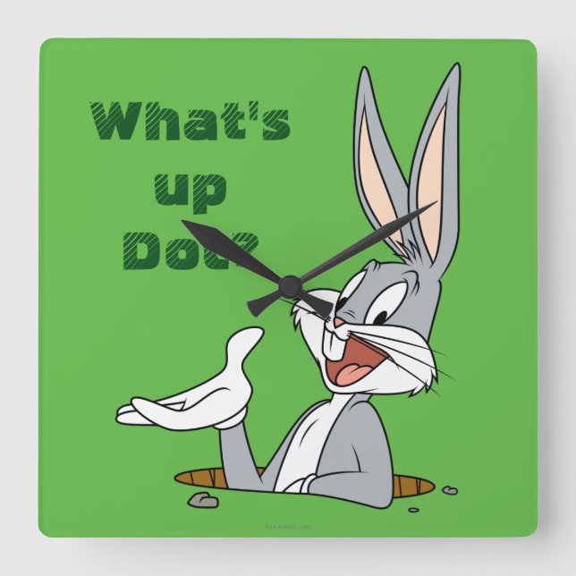 WAS IST UP DOC?™ BUGS BUNNY™ Rabbit Hole Quadratische Wanduhr (Vorderseite)
