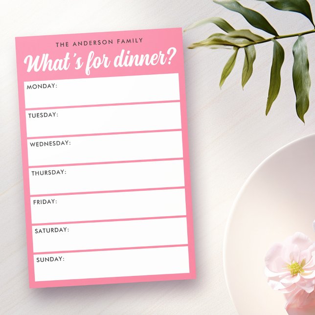 Was ist zum Abendessen rosa Wochenplaner? Post-it Klebezettel (What 's for dinner pink weekly planner post-it notes)