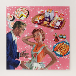 Was ist zum Abendessen, Schatz? Retro Couple & Foo Puzzle