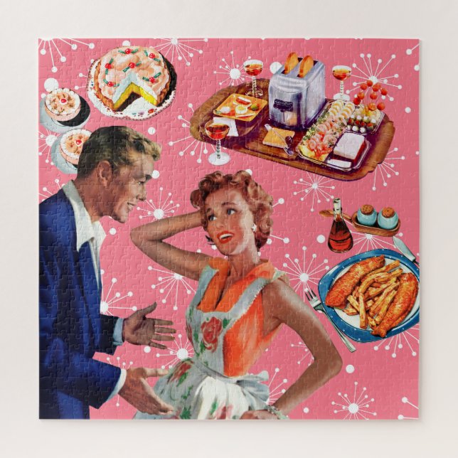 Was ist zum Abendessen, Schatz? Retro Couple & Foo Puzzle (Vertikal)