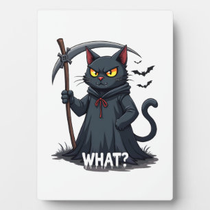 Was Katze Schwarze Katze Halloween Gruselige Katze Fotoplatte