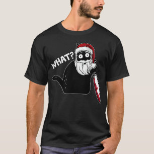 Was Katze Weihnachtsmann Mit Messer Katze Weihnach T-Shirt