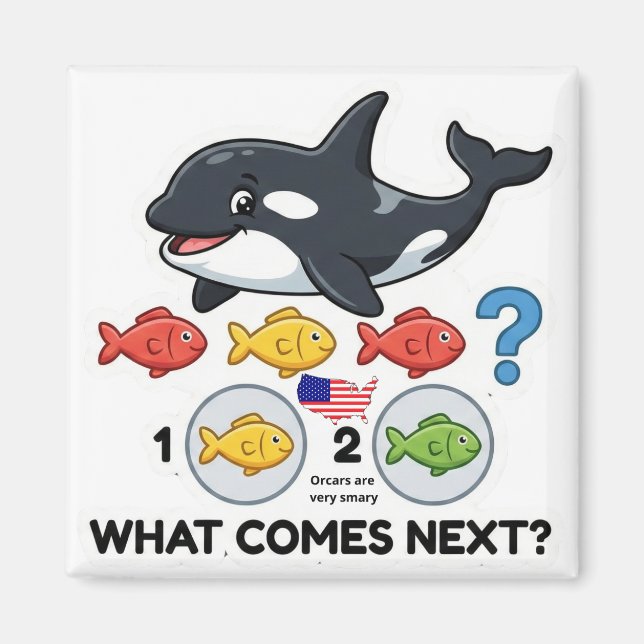 Was kommt als Nächstes? – Orca-Muster-Lernmagnet Magnet (Vorne)
