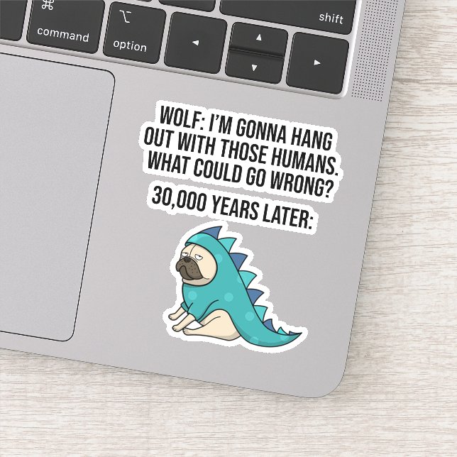 Was könnte schief gehen Wolf Mops Dog Meme Aufkleber (Detail)