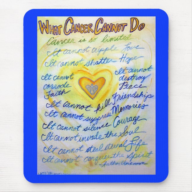 Was Krebs nicht tun kann Blue & Gold Text Mousepad (Vorne)