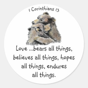 Was Liebe ist Bibel Scripture Hugs Bears Runder Aufkleber
