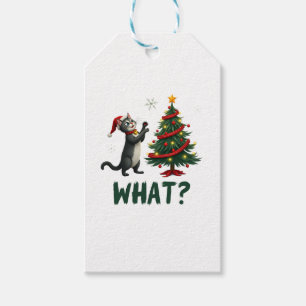 Was Lustige Katze Schiebt Weihnachtsbaum Über Katz Geschenkanhänger