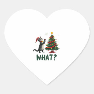 Was Lustige Katze Schiebt Weihnachtsbaum Über Katz Herz-Aufkleber