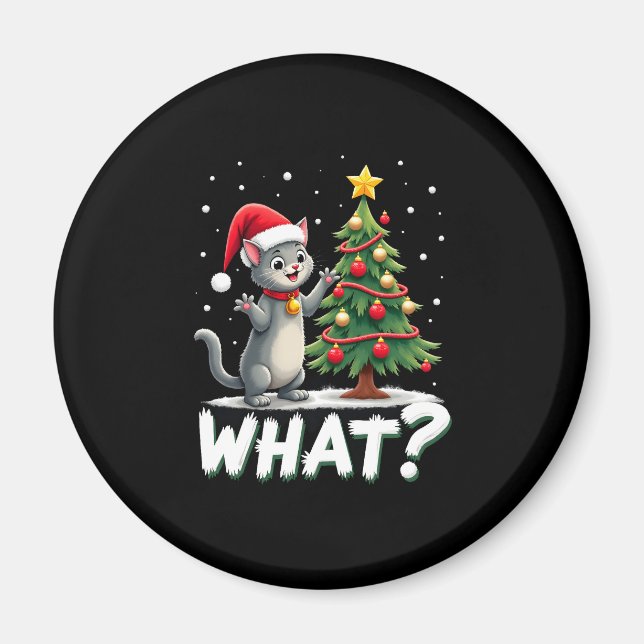 Was Lustige Katze Schiebt Weihnachtsbaum Über Katz Magnet (Vorne)