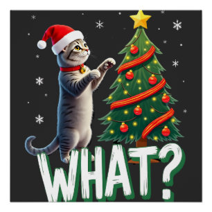 Was Lustige Katze Weihnachtsbaum Umwerfende Katze Poster